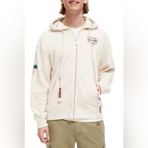 Scotch & Soda Born to Love Full Zip Sweatshirt Beige Size M